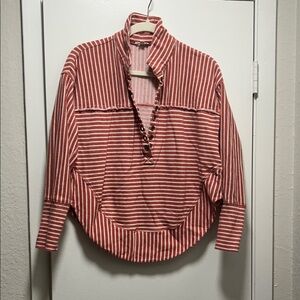 Pilcro Red & White Striped 3/4 sleeve